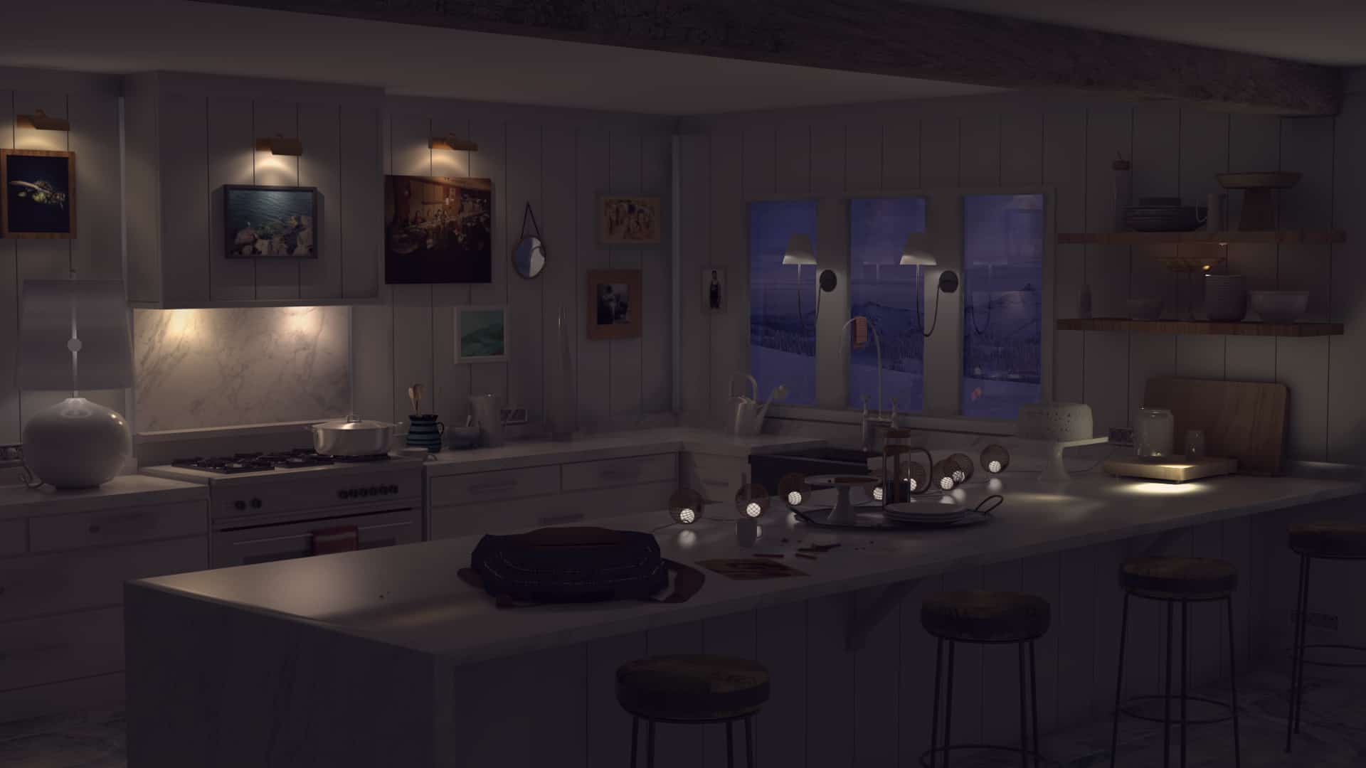 kitchen at night